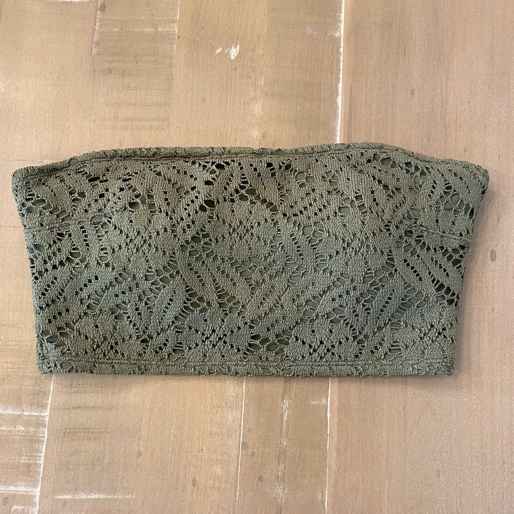 Medium Green Lace Aerie Bandeau Bikini Top